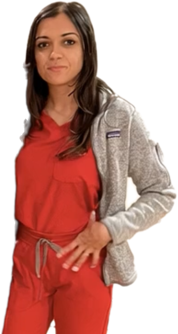Our nurse practitioner, in scrubs